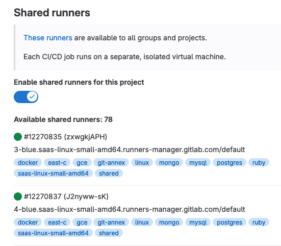Shared runners